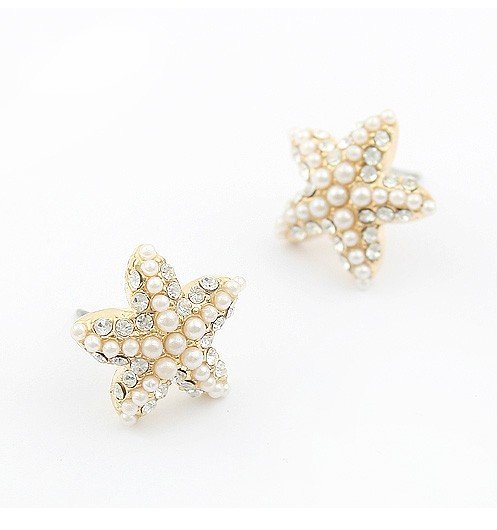 Fashion Rhinestone Pearl Starfish Earring Ear Stud Earrings On Luulla Fashion Rhinestone Pearl Starfish Earring Ear Stud Earrings